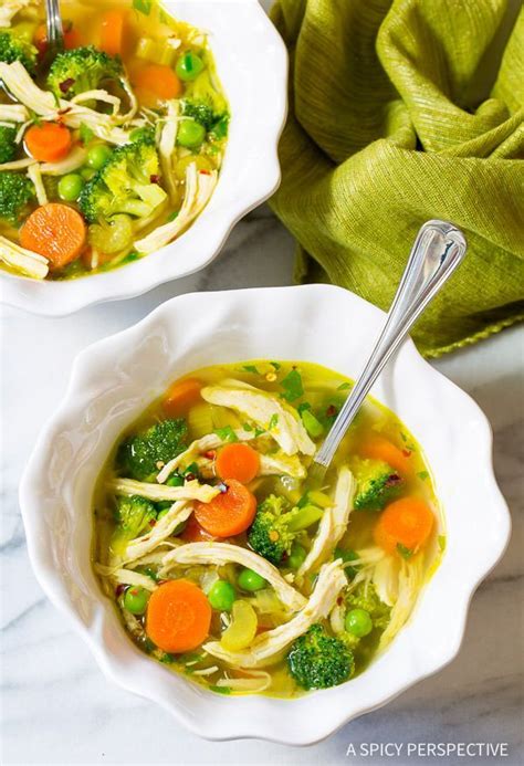 The only seasonings are salt and pepper, and the base is chicken broth. We love this Chicken Detox Soup Recipe & Cleanse | ASpicyPerspective... (Paleo, Gluten Free ...