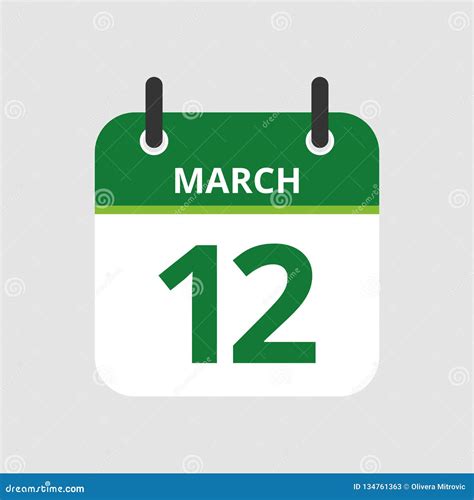 Calendario El 12 De Marzo Ilustración Del Vector Ilustración De Fondo