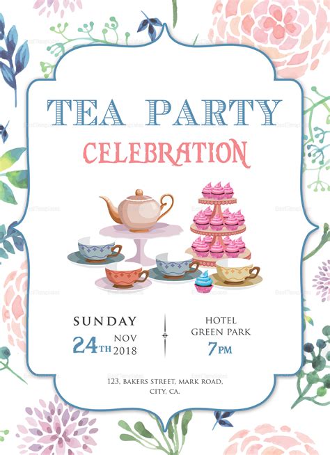 Elegant Tea Party Invitation Design Template In Word Psd Publisher