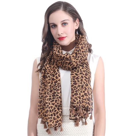 Leopard Print Womens Scarf Shawl Wrap Soft Lightweight For All Seasons