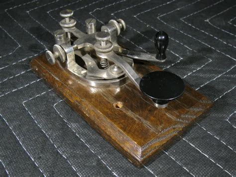 Jh Bunnell Triumph Morse Code Telegraph Key On Wooden Base Picclick