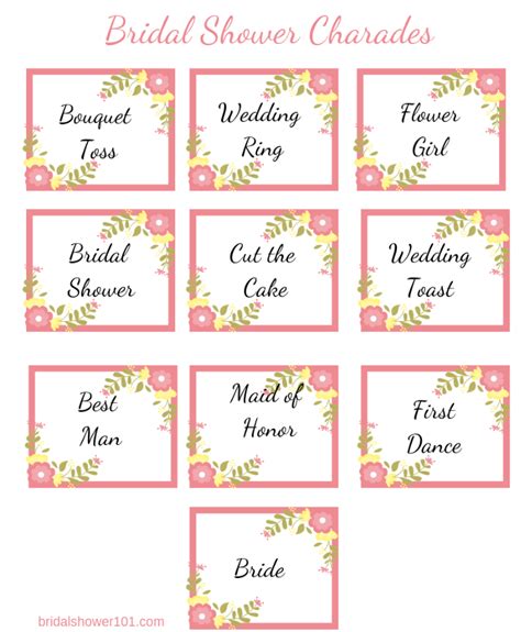 Bridal Shower Charades With Free Printables Bridal Shower 101