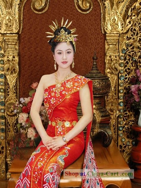 Traditional Thai Wedding Peacock Dress Complete Set Thai Wedding Dress Thailand Dress