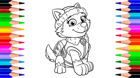 Paw Patrol Everest Coloring Pages How To Draw Everest With Colored
