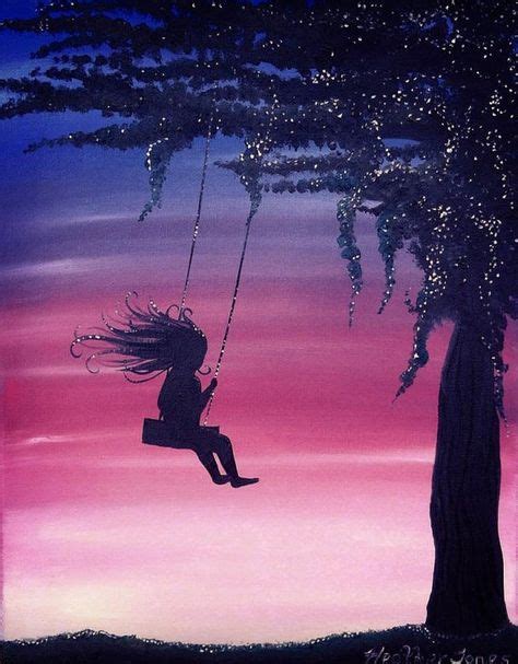 Sunset Swinging Girl Painting By Heatherjonesgraphics On Etsy 8000