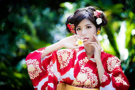 Women Asian Black Hair Brown Eyes Girl Kimono Model Woman Hd Wallpaper Peakpx