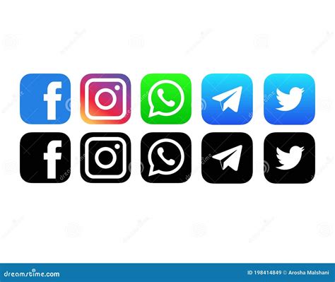 Facebook Whatsapp Twitter Telegram And Instagram Logos Editorial