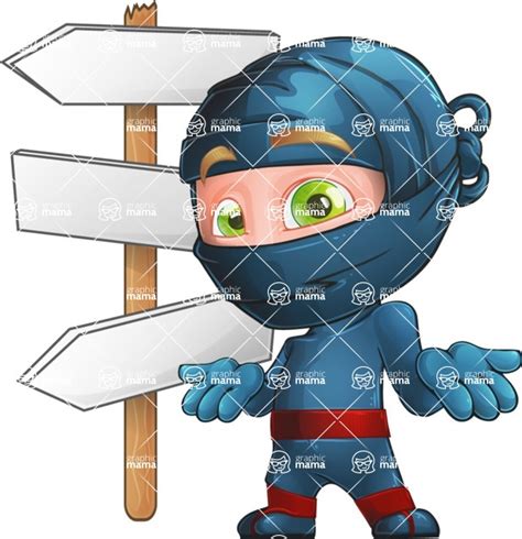 Ninja Warrior Cartoon Vector Character Illustrations Aka Toshi