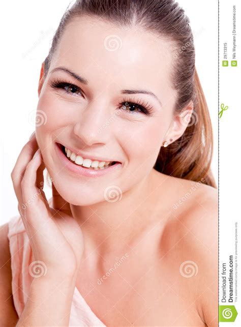 Natural Beautiful Woman Face Closeup Portrait Stock Image