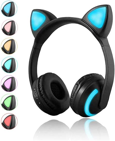 Wireless Bluetooth Cat Ear Headphones With Mic 7 Colors Led