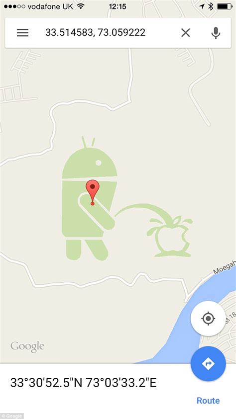 Backrub was then renamed as google in 1997. Google Maps shows Android URINATING on Apple's logo ...