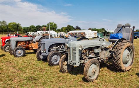 A Lineup Of Vintage Ferguson Tractors At Highbridge Farm In Hampshire