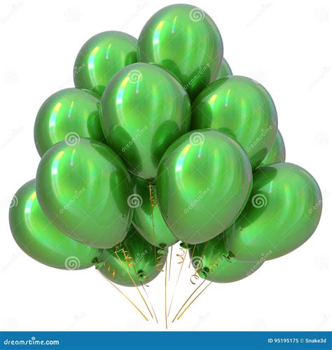 Balloons Green Happy Birthday Party Decoration Glossy Stock