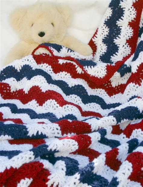 Patriotic Afghan Red White Blue Crocheted Throw Summer Lap Etsy
