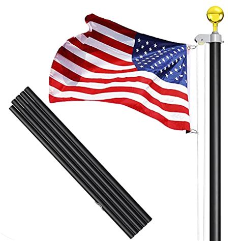 wevalor 20ft sectional flag pole kit extra thick heavy duty aluminum outdoor in ground flagpole