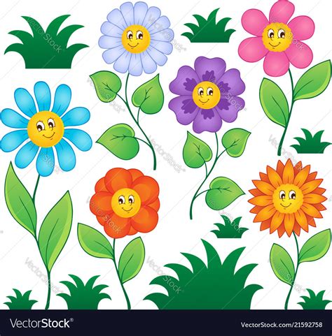 Cartoon Flowers Collection 1 Royalty Free Vector Image