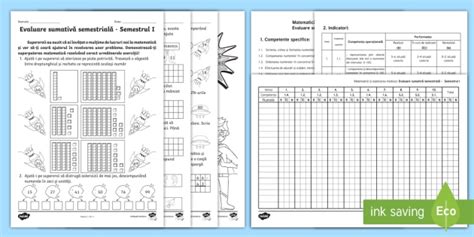 Free Clasa I Mem Evaluare Sumativă Semestrială Fișă
