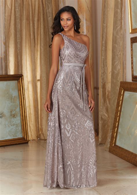 Get the best deals on bridesmaid dresses. Patterned Sequins on Mesh Bridesmaid Dress | Style 20486 ...