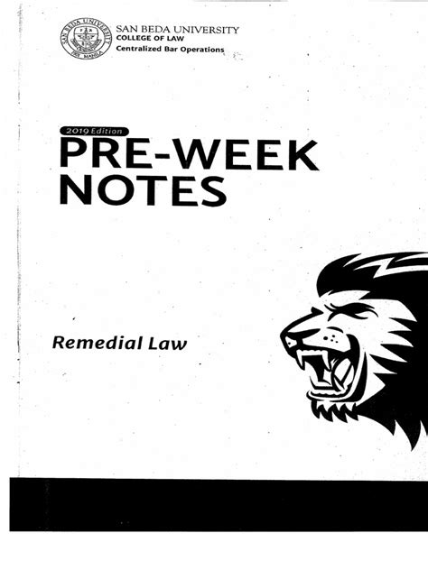 San Beda Pre Week Remedial Law 2019 Pdf