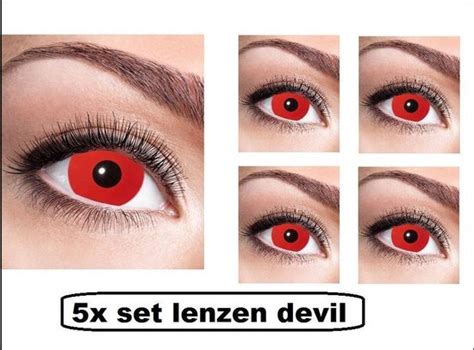 5x Lenzen Per Paar In Doosje Red Devil Halloween Horror Griezel