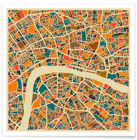 London Colourful Map Poster Juniqe