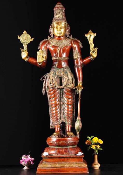 Sold Brass Standing Vishnu Statue Holding Club Bs Hindu