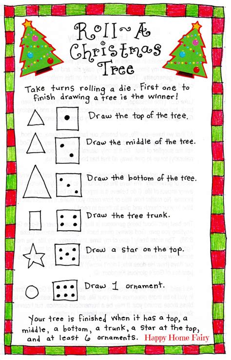 Roll A Christmas Tree Game Free Printable Happy Home Fairy