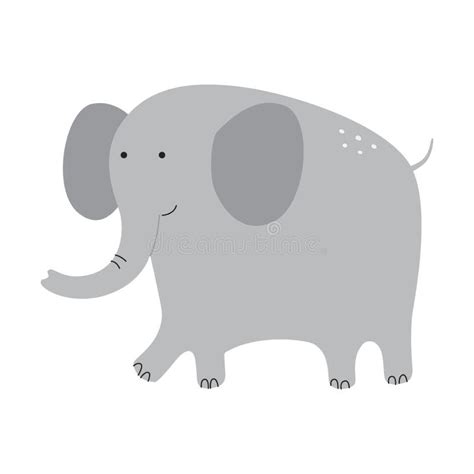 Tierno Elefante De Dibujos Animados Aislado De Fondo Blanco Ilustración