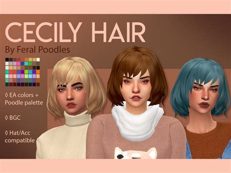 Cecily Short Fluffy Bob Hair By Feralpoodles At Tsr Sims