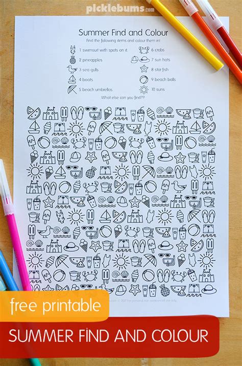 Free Printable Summer Find And Colour Activity Picklebums