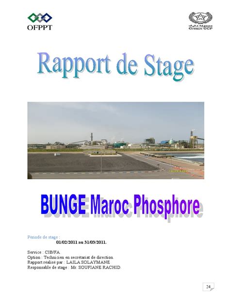 Rapport De Stage Ocp Maroc Phosphore Fertilisant Exploitation Minière