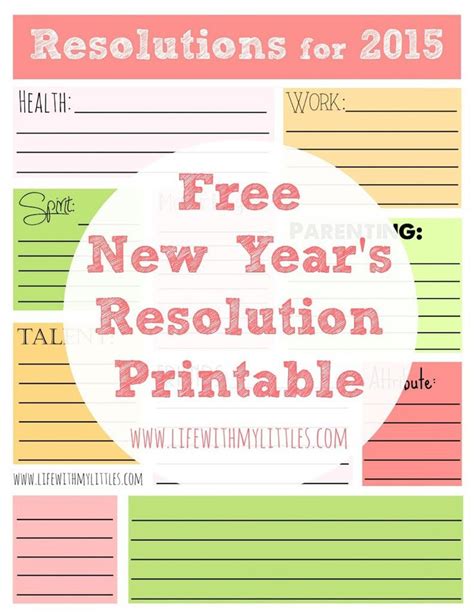 Free New Years Resolution Printable New Years Resolution New Years Resolution List Newyear