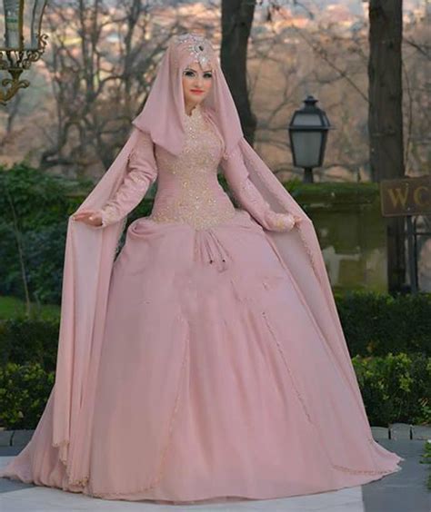 Vestido Blanco Long Sleeve Muslim Wedding Dresses 2016 Pink Applique