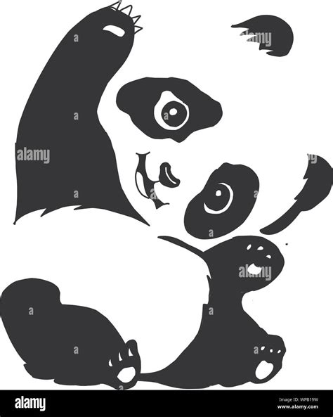 Cute Funny Cartoon Baby Panda Bear Sitting And Smile Vector Illustratio
