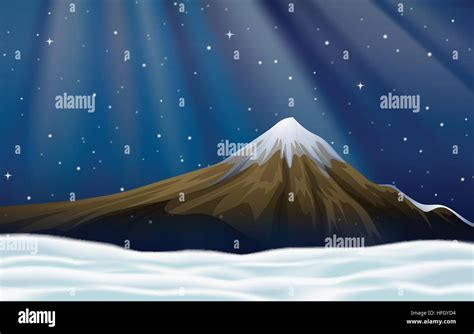 Background Scene With Moutain At Night Illustration Stock Vector Image