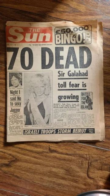 The Sun Newspaper Th June Falklands Sir Galahad Page Denise