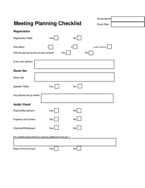 Meeting Planning Checklist Templates At