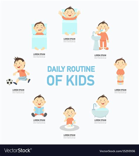 Daily Routine Of Kids Infographic Royalty Free Vector Image