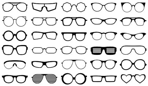Glasses Frames Silhouette Retro Glasses Eye Health Eyewear And Rim Sunglasses Silhouettes Vector