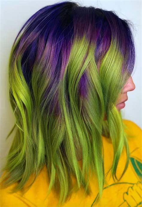 Purple And Green Hair Emerald Green Hair Green Hair Dye Green Hair