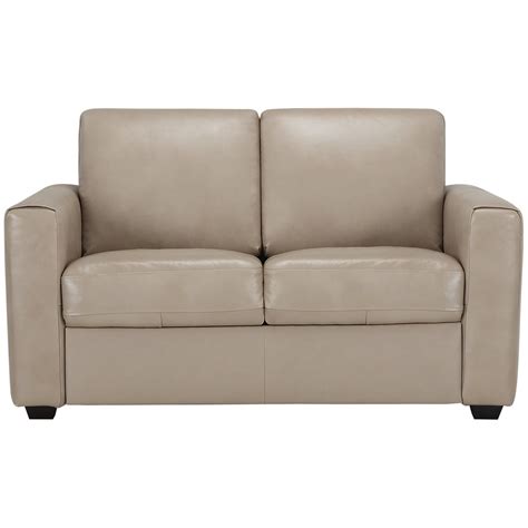 Lane Taupe Leather And Vinyl Loveseat