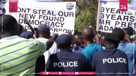 Thousands Join Gambia Protest Against President Barrow Youtube
