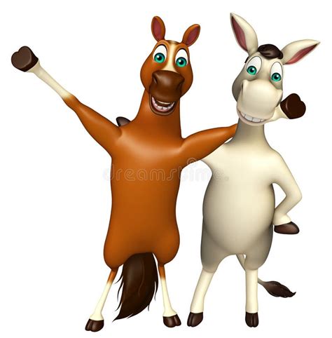 Cute Donkey Cartoon Character With Right Sign Stock Illustration