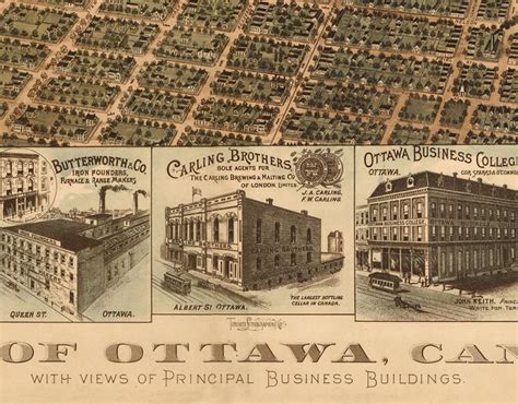 Old Map Of Ottawa Canada 1895 Panoramic View Vintage Maps And Prints