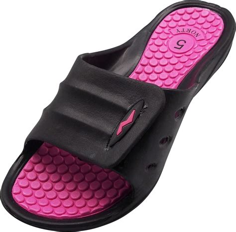 Norty Womens Shower Slides Adult Female Beach Flat Sandals Pink