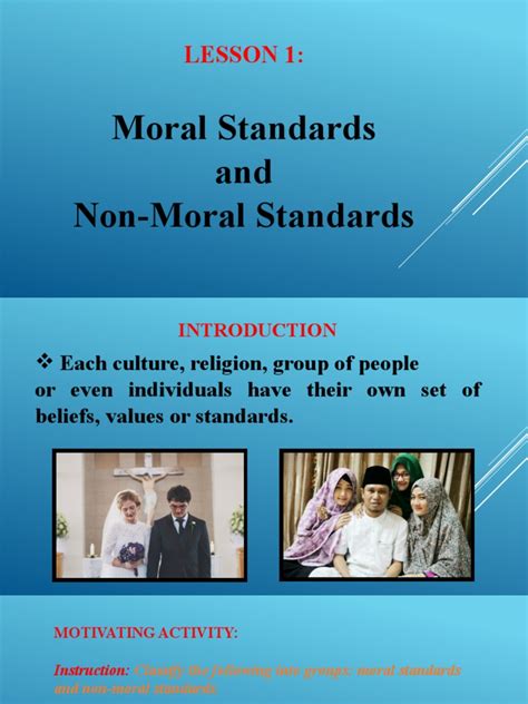 Lesson 2 Moral And Non Moral Standards Pdf Morality Value Ethics