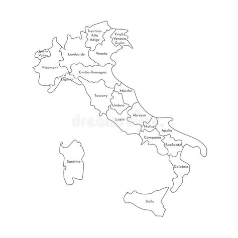 Mapa Administrativo Blanco Y Negro Del Vector De Italia Ilustración Del