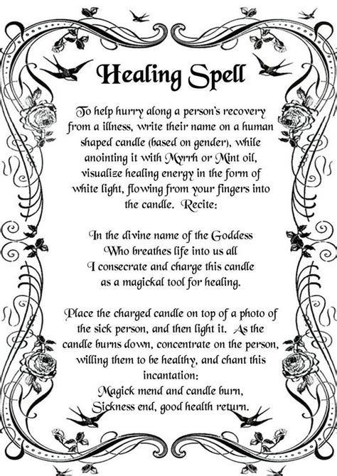 Book Of Shadows Healing Spells Spell Book