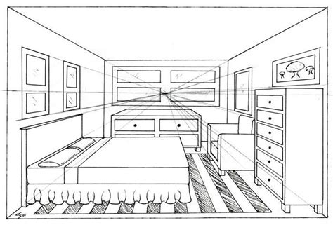 Bedroom 1 Point By Madhavi On Deviantart Perspective Drawing