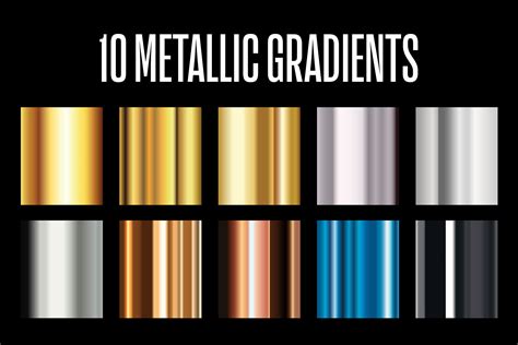 10 Metallic Gradients Ai File Unique Illustrator Add Ons